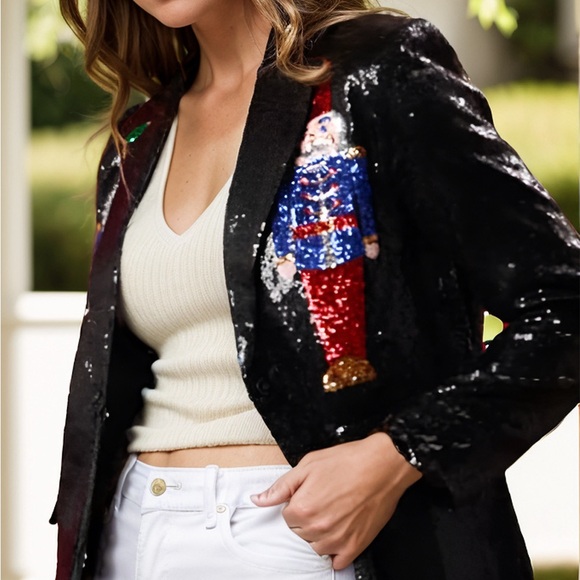Sequin Nutcracker Long Sleeve Blazer - Picture 2 of 3
